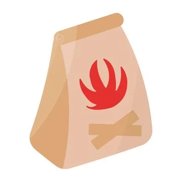 Charcoal packaging bbq fire burn icon element Stock Illustration