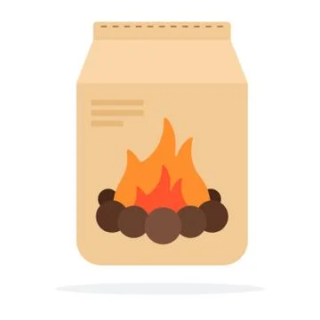 Charcoal in packing vector flat isolated Stock Illustration