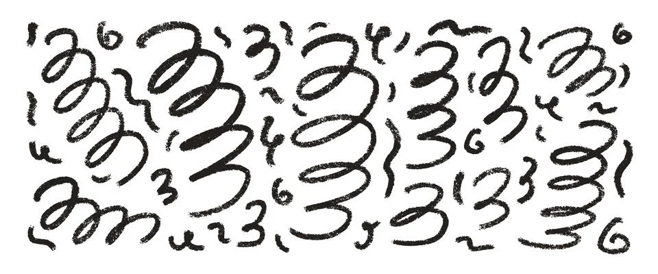 Charcoal scribble wavy shapes. Squiggle hand drawn confetti set. Vector black Stock Illustration
