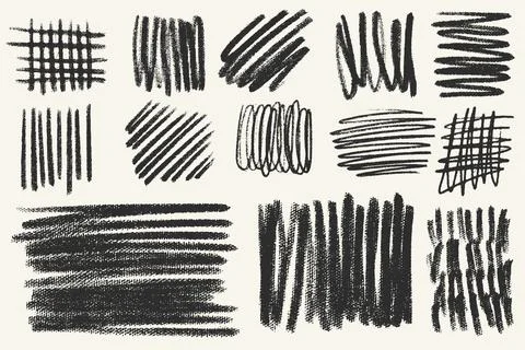 Charcoal Sketch and Abstract Scribble Set Stock Illustration