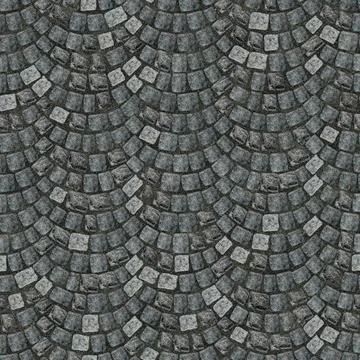 Charcoal Slate Fan Pattern Cobblestone Road Texture Stock Photos