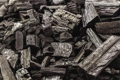 Charcoal texture, black background in high resolution. Stock Photos