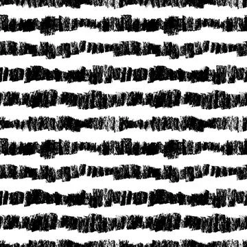 Charcoal thick horizontal lines hand drawn pattern Stock Illustration