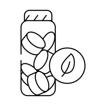 Charcoal toothpaste tablets zero waste line icon vector illustration Stock Illustration