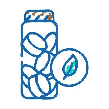 Charcoal toothpaste tablets zero waste icon doodle illustration Stock Illustration