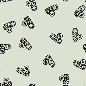 Charcoal toothpaste tablets zero waste line vector seamless pattern 库存插图