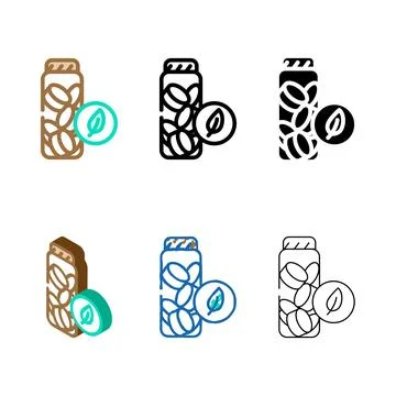 Charcoal toothpaste tablets zero waste color styleset icon vector Stock Illustration