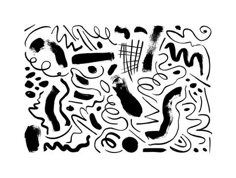 Charcoal vector pencil curly lines and squiggles. Stock Illustration