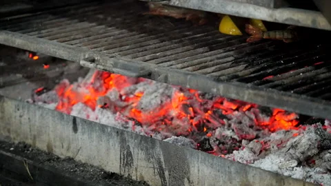 Charcoals Smouldering in the Grill Video stock 131365699
