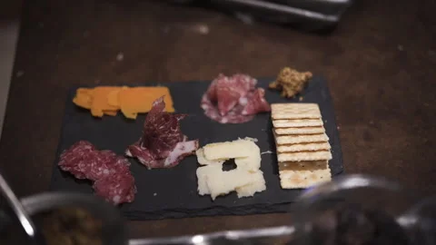 Charcuterie Board on Table Stock Footage 243125915