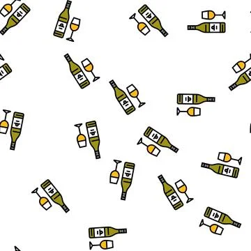 Chardonnay white wine vector seamless pattern 스톡 일러스트