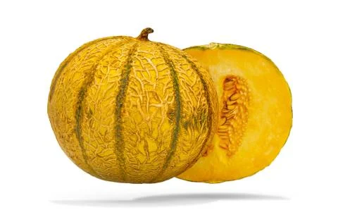 Charentais melon, cross-section. 3d rendering with realistic texture Stock Illustration