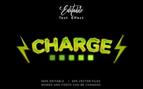 Charge 3D Editable Text Effect Vector Design Stock Illustration