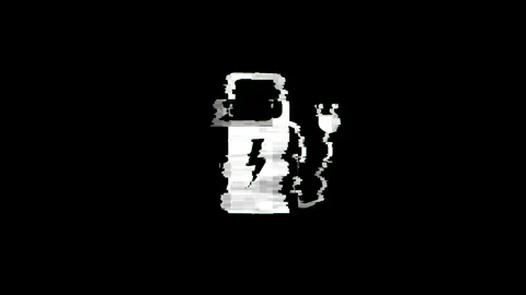 Charge battery symbol on analog screen modern glitch Stock Footage 294626677