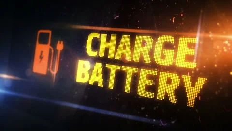 Charge battery symbol light flashing on digital display Stock Footage 294554886