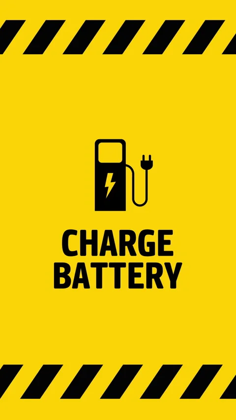 Charge battery symbol on yellow background screen vertical Stock Footage 294551981
