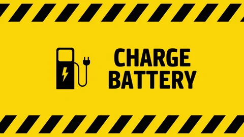 Charge battery symbol on yellow background screen Stock Footage 294552208