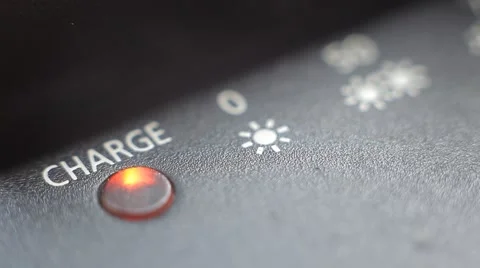 Charge blinking light. Close up slow panorama. Macro shot. Stock Footage 50635134