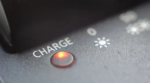 Charge blinking light. Close up slow panorama. Macro shot. Stock Footage 50635136