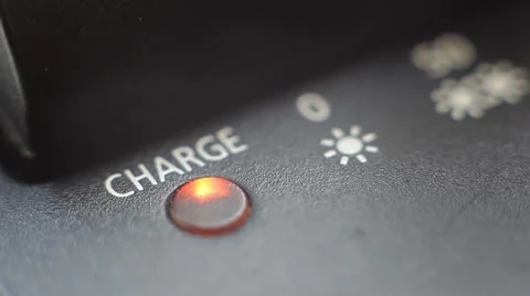 Charge blinking light. Close up slow panorama. Macro shot. Stock Footage 50635204