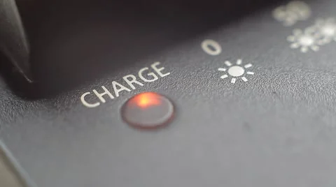 Charge blinking light. Close up slow panorama. Macro shot. Stock Footage 50635212