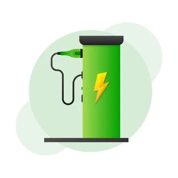 Charge car for web design. Vector illustration. Ecology concept Иллюстрация