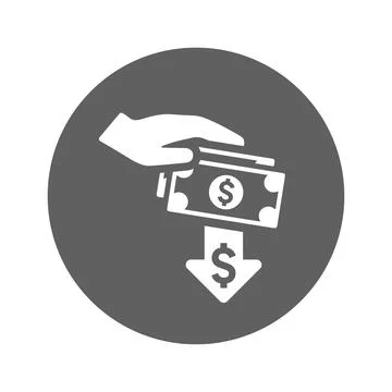 Charge, cost, pay icon. Gray vector graphics. Stock Illustration