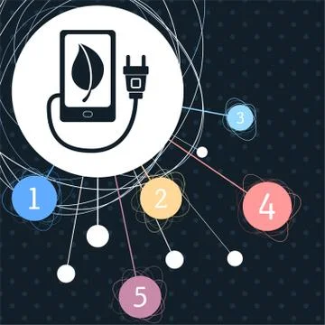 Charge eco power, usb cable is connected to the phone icon with the backgroun Illustrazione stock