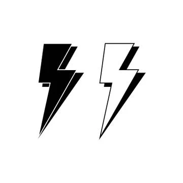 Charge, energy or lightning icon logo in black on isolated white background.  Stock Illustration