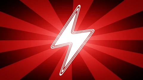 Charge icon in red abstract background with rays. Stock Footage 113659472