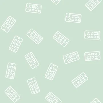 Charge level control, water and fuel on mobile phone line seamless pattern ch Stock Illustration