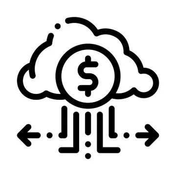 Charge Money Through Cloud Storage Icon Vector Outline Illustration Illustrazione stock
