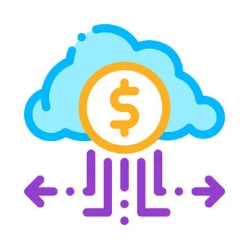 Charge Money Through Cloud Storage Icon Vector Outline Illustration Illustrazione stock