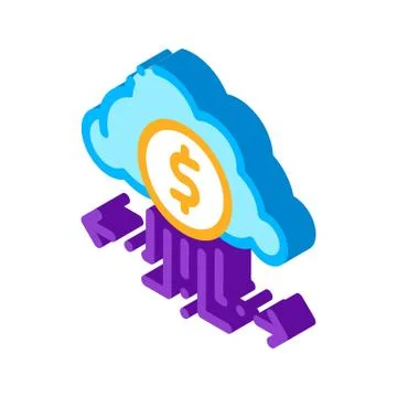 Charge Money Through Cloud Storage isometric icon vector illustration 스톡 일러스트