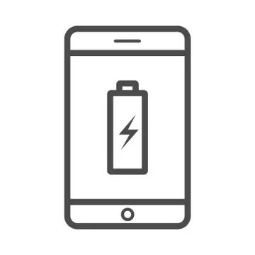 Charge phone vector outline icon isolated on white background. Charge phone line Stock Illustration