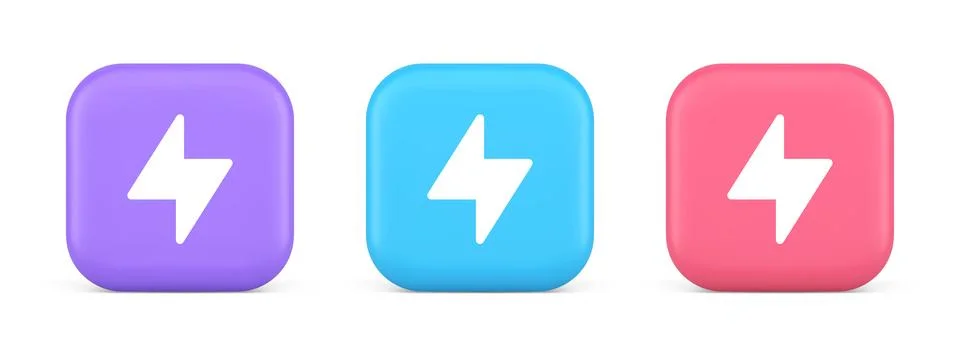 Charge power lightning button electricity thunderbolt arrow 3d realistic icon Illustrazione stock