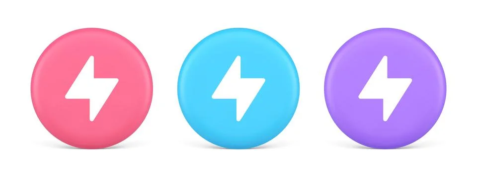 Charge power lightning button electricity thunderbolt arrow 3d realistic pink 스톡 일러스트