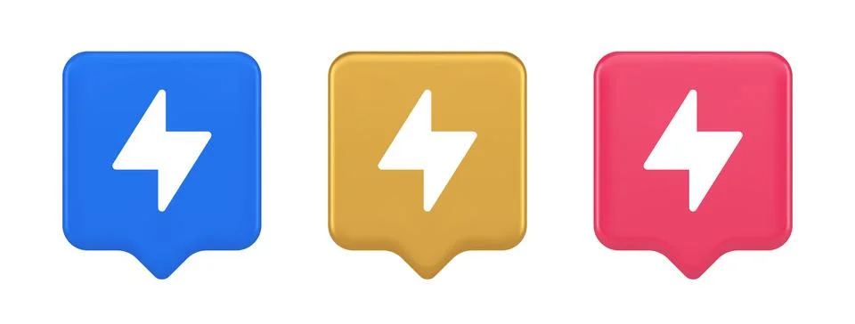 Charge power lightning button electricity thunderbolt arrow 3d realistic spee Stock Illustration