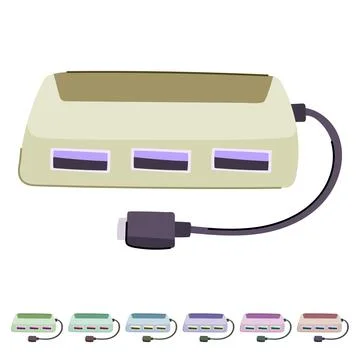 Charge usb hub vector cartoon graphic Stock Illustration