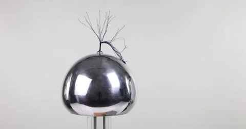 Charge of a Van De Graaf generator in a close up shot Stock Footage 178488756