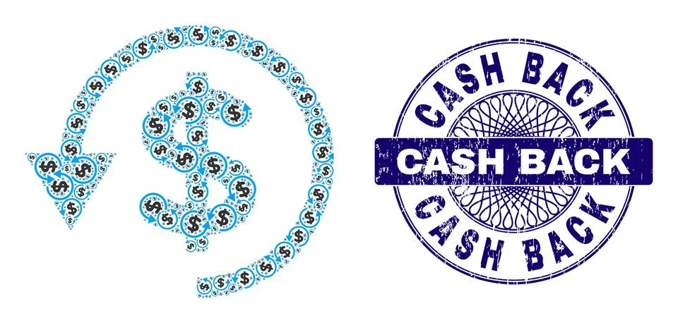 Chargeback Recursion Collage of Chargeback Icons and Scratched Cash Back Round Stockillustratie