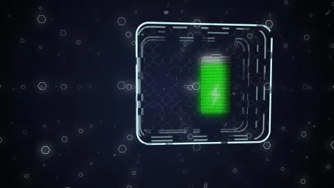 Charged battery on a dark blue background. Stock-Illustration