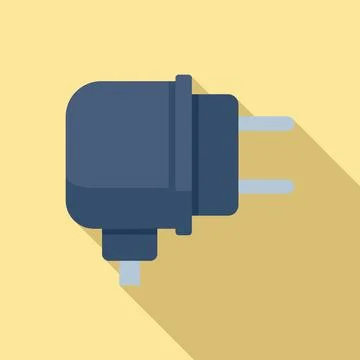 Charger adapter icon flat . Battery charge Stock Illustration