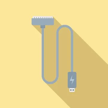 Charger cable icon flat . Phone battery Stock Illustration