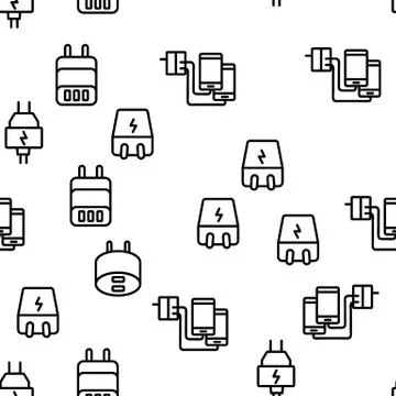 Charger Energy Device Vector Seamless Pattern Illustrazione stock