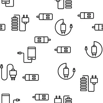Charger Energy Device Vector Seamless Pattern Illustrazione stock