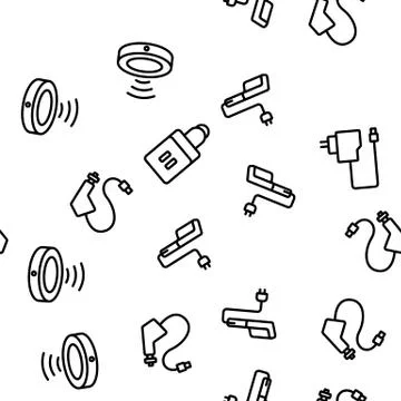 Charger Energy Device Vector Seamless Pattern Stock Illustration