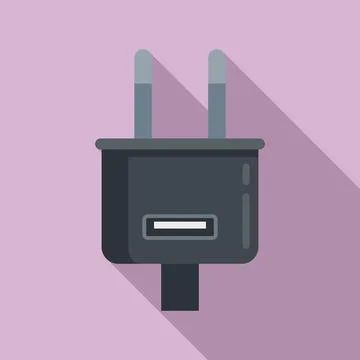 Charger plug icon flat . Charge phone Stock Illustration