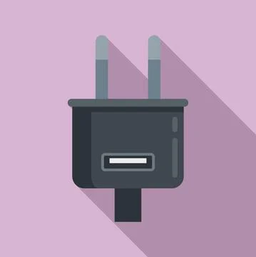 Charger plug icon flat vector. Charge phone Illustrazione stock