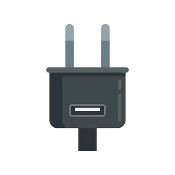 Charger plug icon flat vector. Charge phone Illustrazione stock